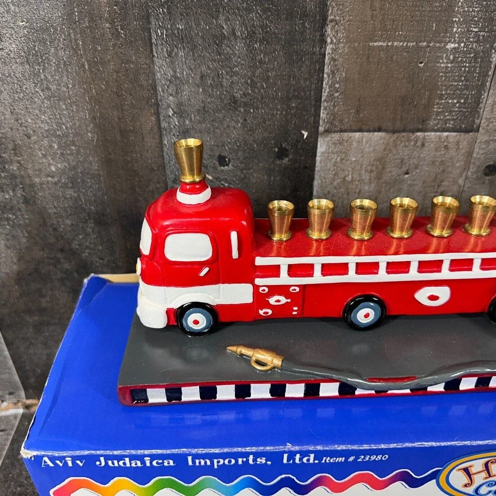 2011 Aviv‎ Judaica By Jessica Children’s Fire Truck Engine Hanukkah Menorah, .
